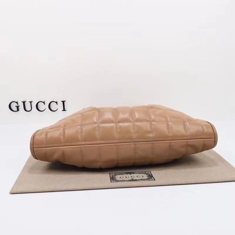 Gucci Unisex GG Deco Medium Tote Bag Rose Beige Quilted Leather Interlocking G