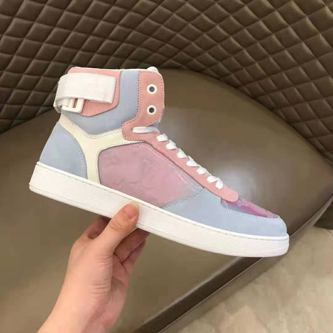 Louis Vuitton LV Unisex Rivoli Sneaker Boot Shoes Blue and Pink