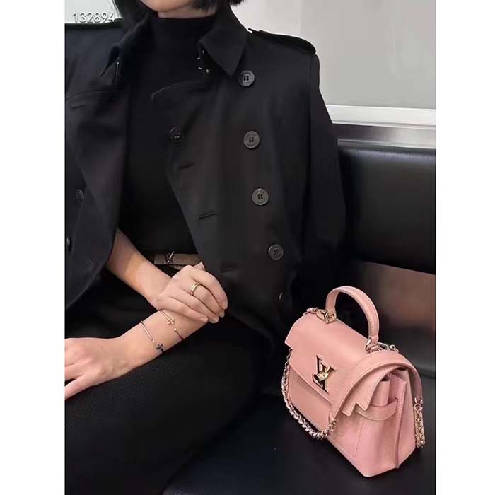 Louis Vuitton LV Women Lockme Ever Mini Handbag Pink Grained Calf Leather