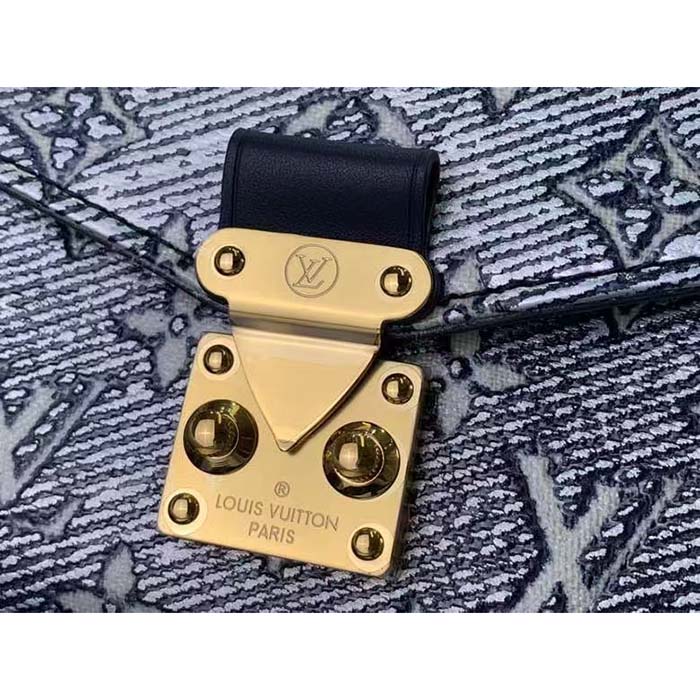 Louis Vuitton Women LV Pochette Métis East West Handbag Blue Monoglam Coated Canvas