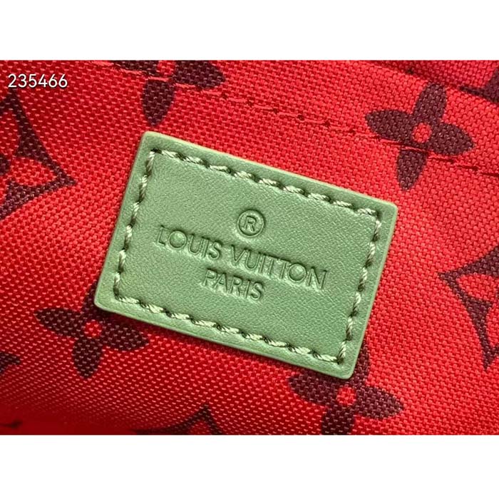 Louis Vuitton LV Unisex Hamac Bag Khaki Green Vermillion Red Monogram Coated Canvas Cowhide Leather