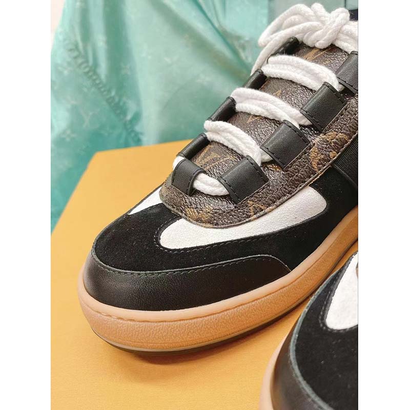Louis Vuitton Women LV Lous Open-Back Sneaker Black Suede Calf Leather Double Laces