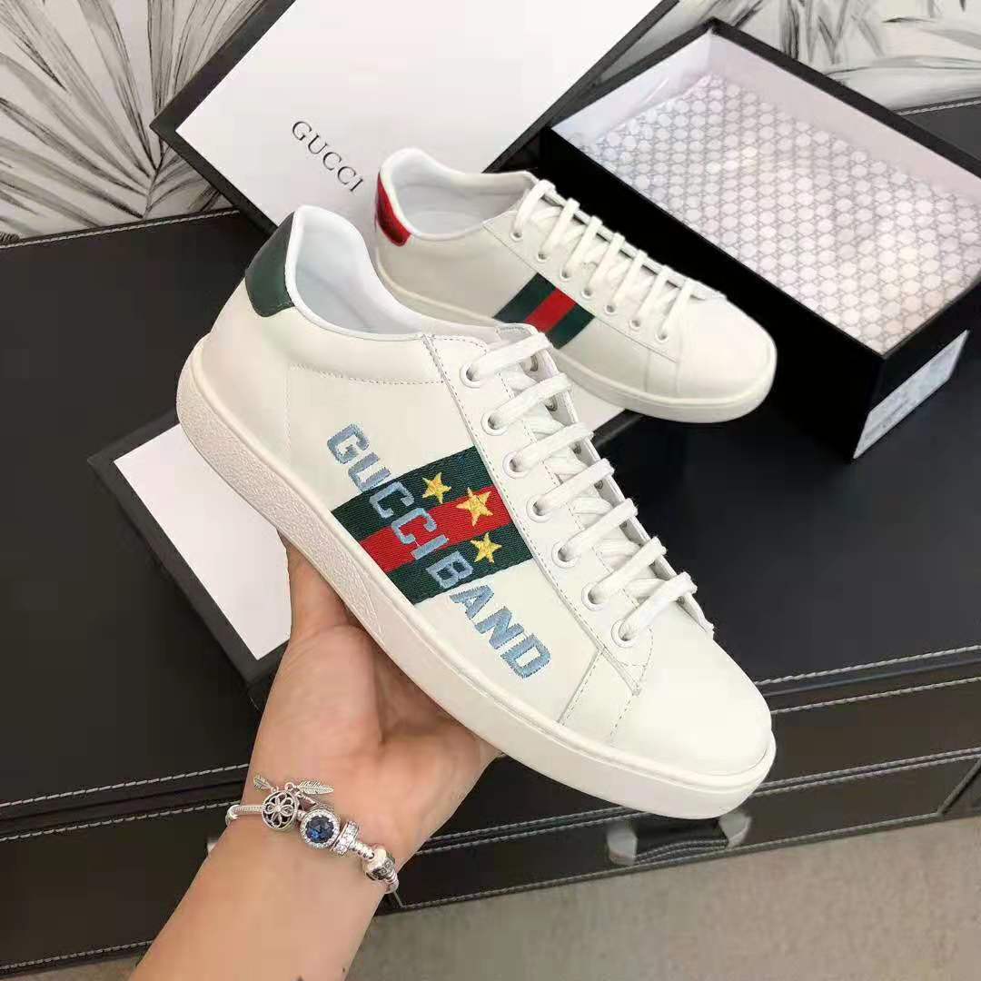 Gucci Unisex Ace Sneaker with Gucci Band-White