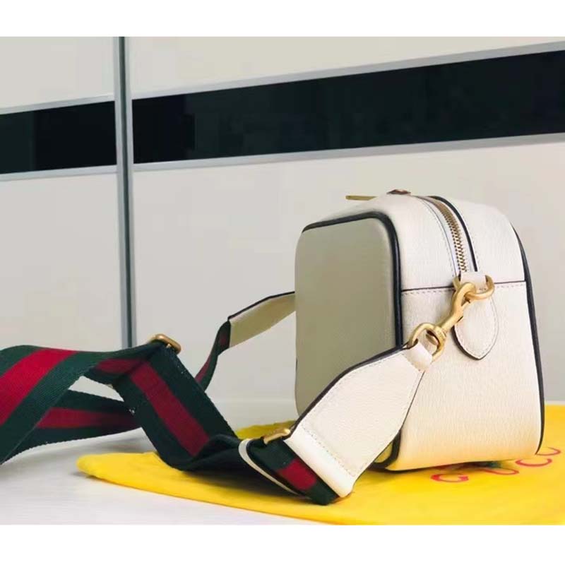 Gucci Unisex GG Adidas x Gucci Small Shoulder Bag White Leather Green Red Web