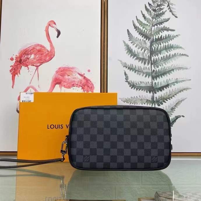 Louis Vuitton LV Unisex Kasai Clutch Grey Damier Graphite Canvas