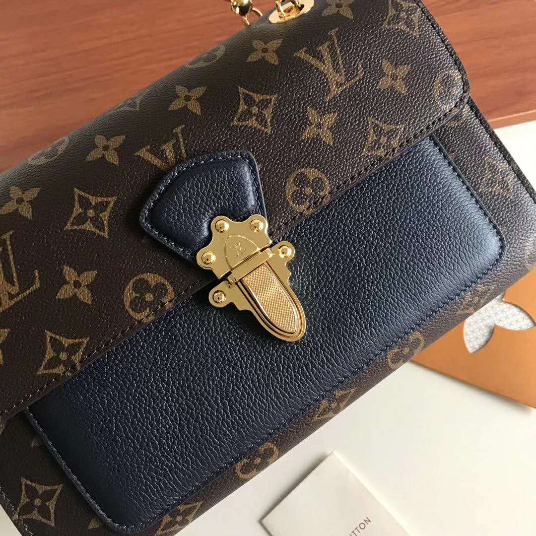 Louis Vuitton LV Women Victoire Chain Bag in Monogram Coated Canvas-Navy