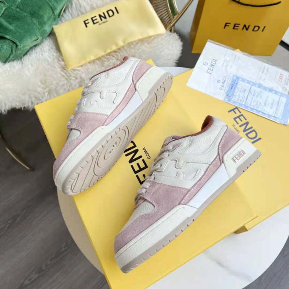 Fendi Unisex Match Low-Tops in Pink Suede