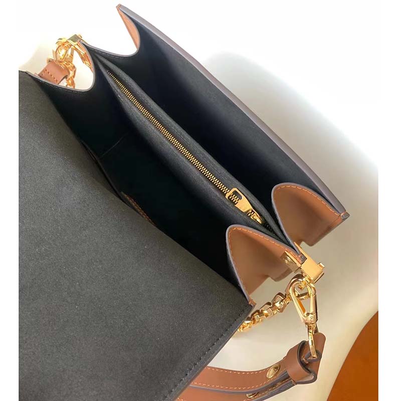 Louis Vuitton LV Women Dauphine MM Handbag Blue Coated Canvas Cowhide Leather