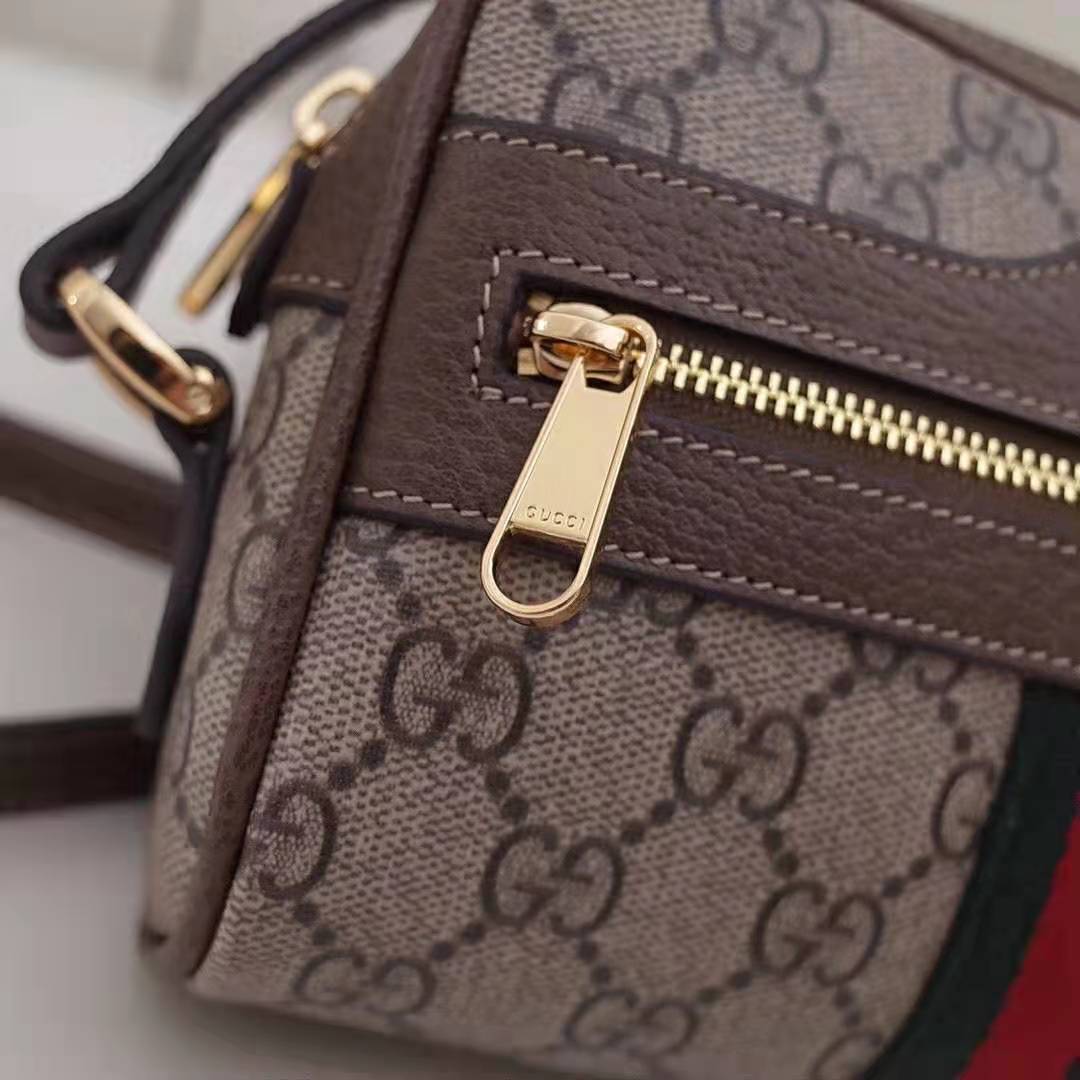 Gucci GG Women Ophidia GG Supreme Mini Bag in Beige/Ebony GG Supreme Canvas
