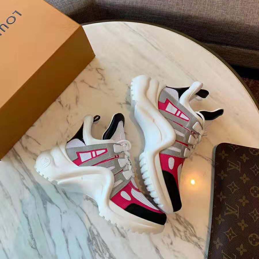 Louis Vuitton LV Unisex LV Archlight Sneaker in Technical Fabric and Monogram Canvas-Pink