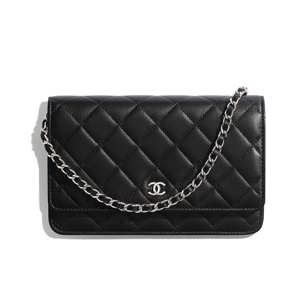 Chanel Women Classic Wallet On Chain in Lambskin Leather-Black