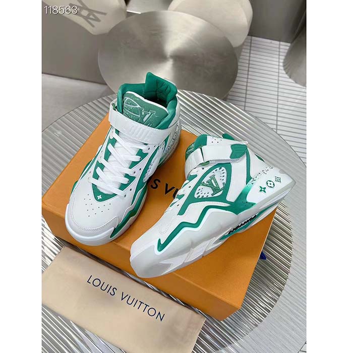 Louis Vuitton LV Unisex Trainer 2.0 Sneaker Boot Green Calf Leather Neoprene