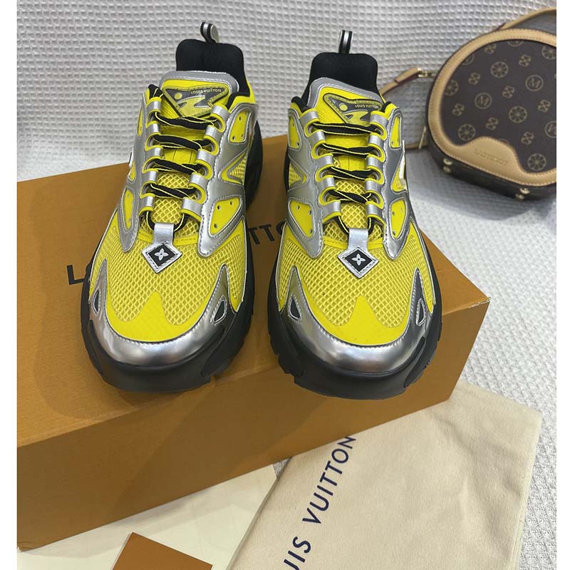 Louis Vuitton Unisex LV Runner Tatic Sneaker Yellow Mix Materials Rubber Monogram Flowers
