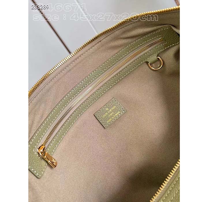 Louis Vuitton LV Unisex Keepall Bandoulière 45 Kaki Fango Cream Monogram Empreinte Embossed Cowhide Leather