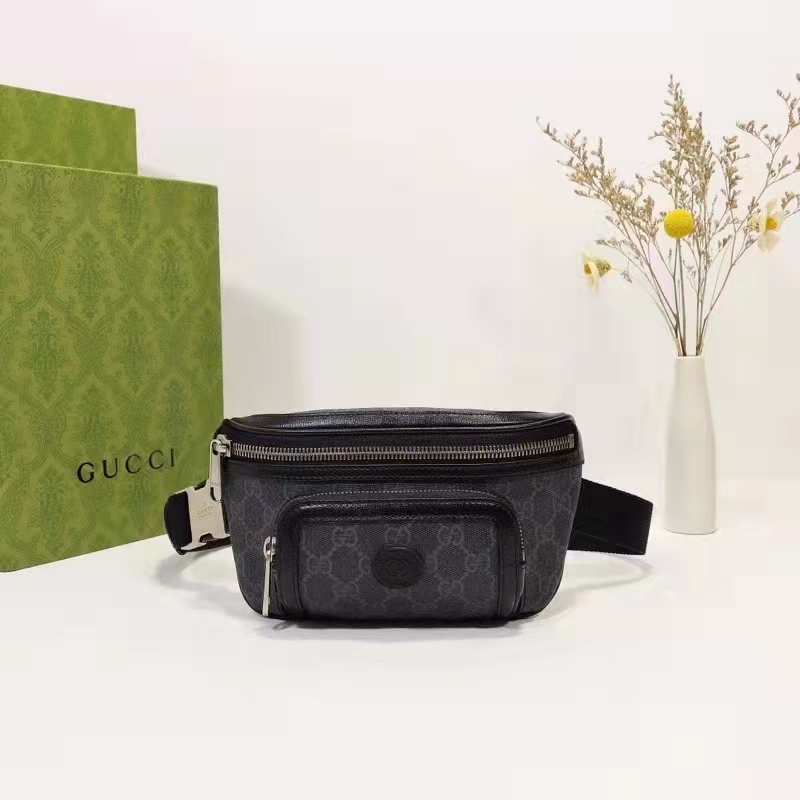 Gucci Unisex Belt bag Interlocking G Black GG Supreme Canvas