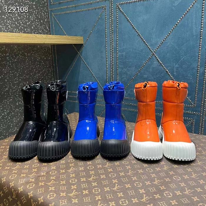 Louis Vuitton Unisex LV Ruby Flat Half Boot Black Vinyl Elastic Stopper Rubber