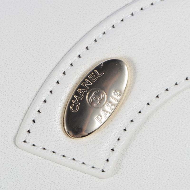Chanel Women Large Double C Gold Chain Cross Body Flap Bag-White