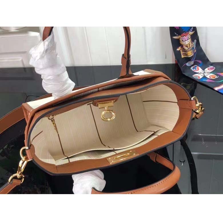 Louis Vuitton Women On My Side PM Tote Bag Brown Canvas Smooth Cowhide