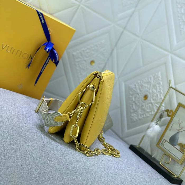 Louis Vuitton LV Women Coussin PM Handbag Acid Green Lambskin Zip Closure