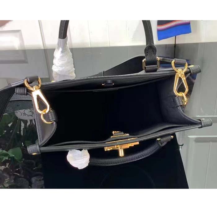 Louis Vuitton LV Women Lock Go Black Grained Calf Leather Microfiber Lining