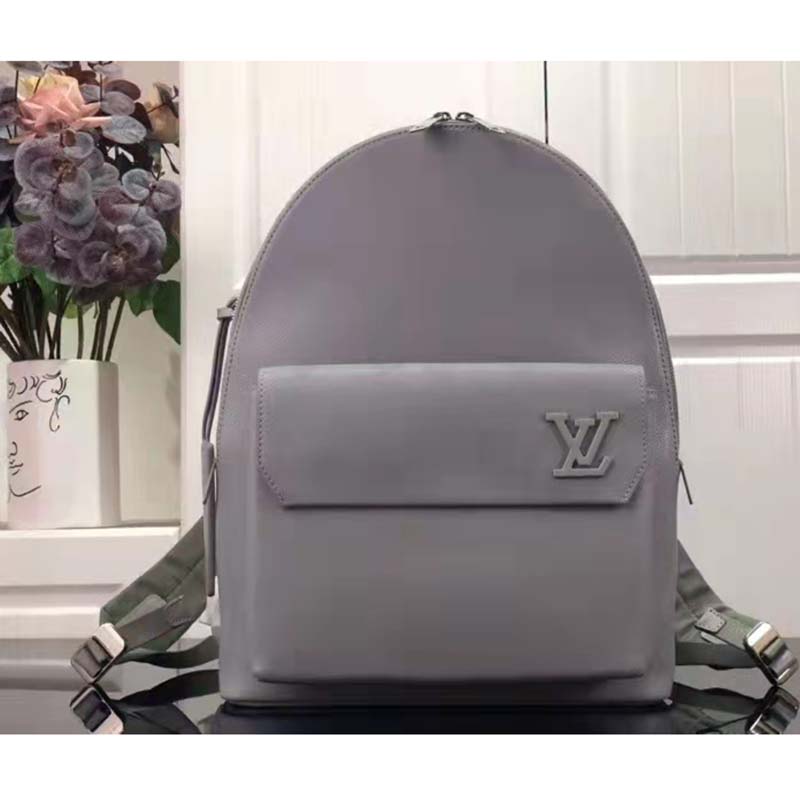 Louis Vuitton LV Unisex New Backpack Gray Aerogram Cowhide Leather Textile Lining