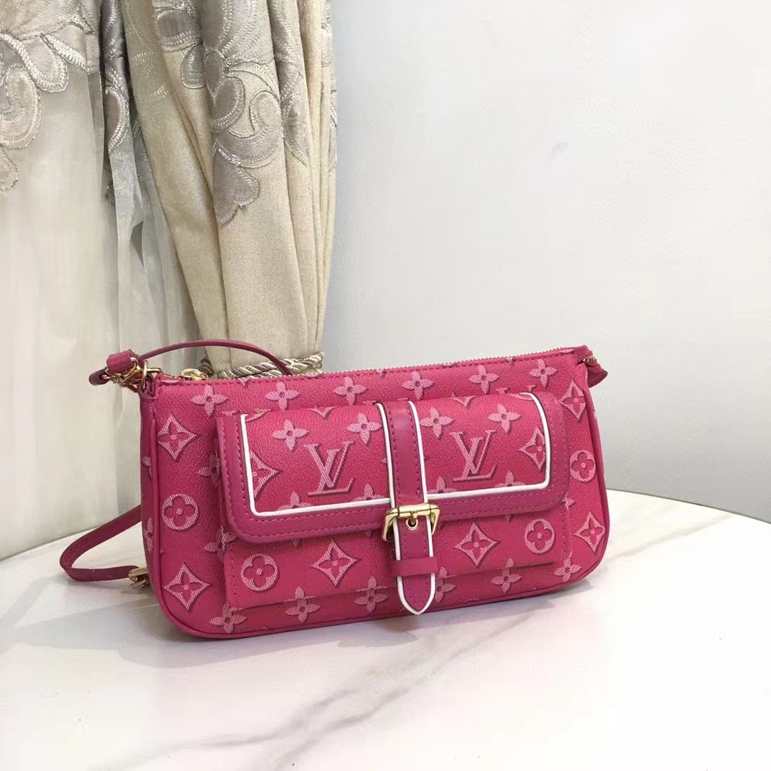 Louis Vuitton LV Women Maxi Multi Pochette Accessoires Handbag Fuchsia Pink Monogram Coated Canvas