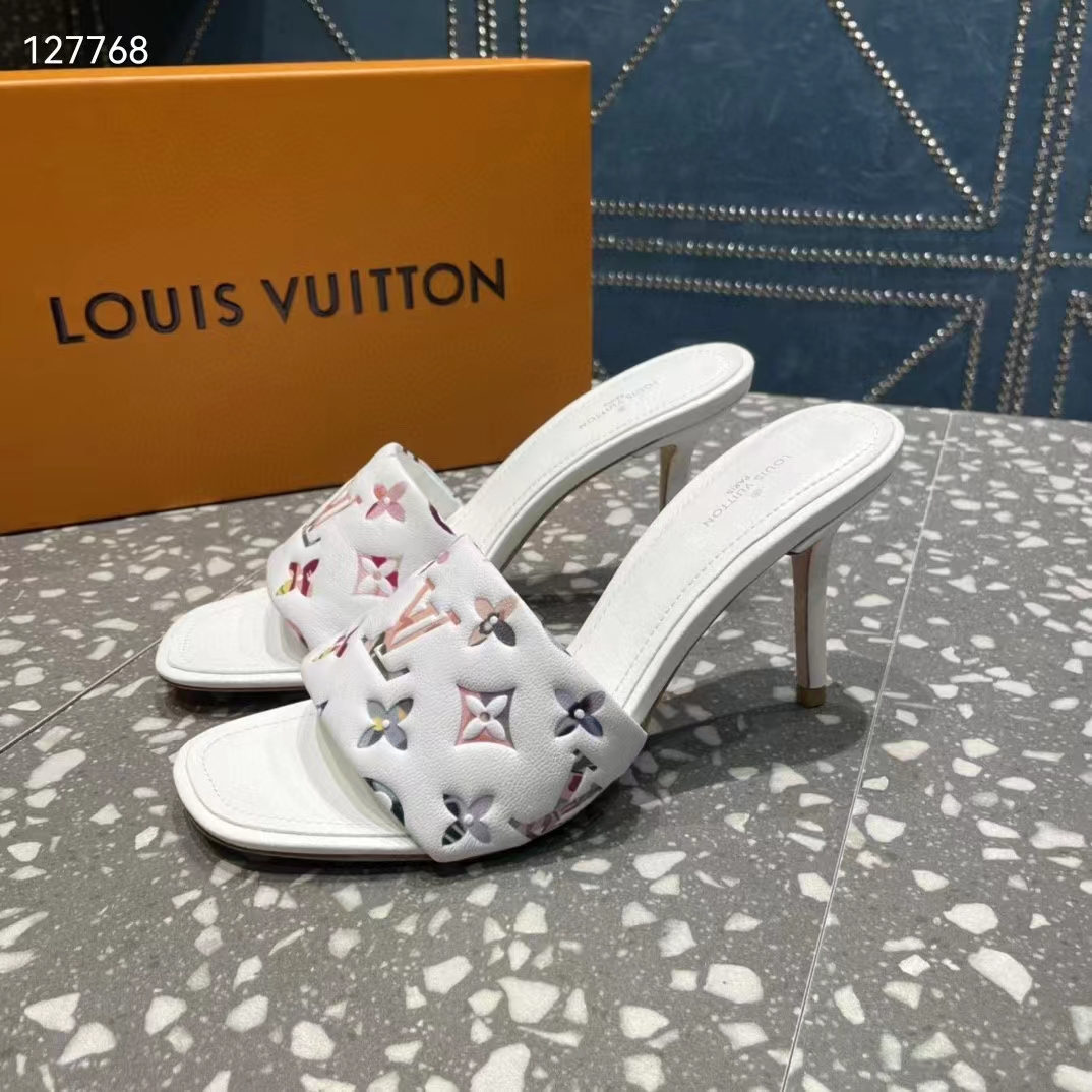 Louis Vuitton LV Women Revival Mule White Monogram-Embossed Lambskin 9.5 cm Heel