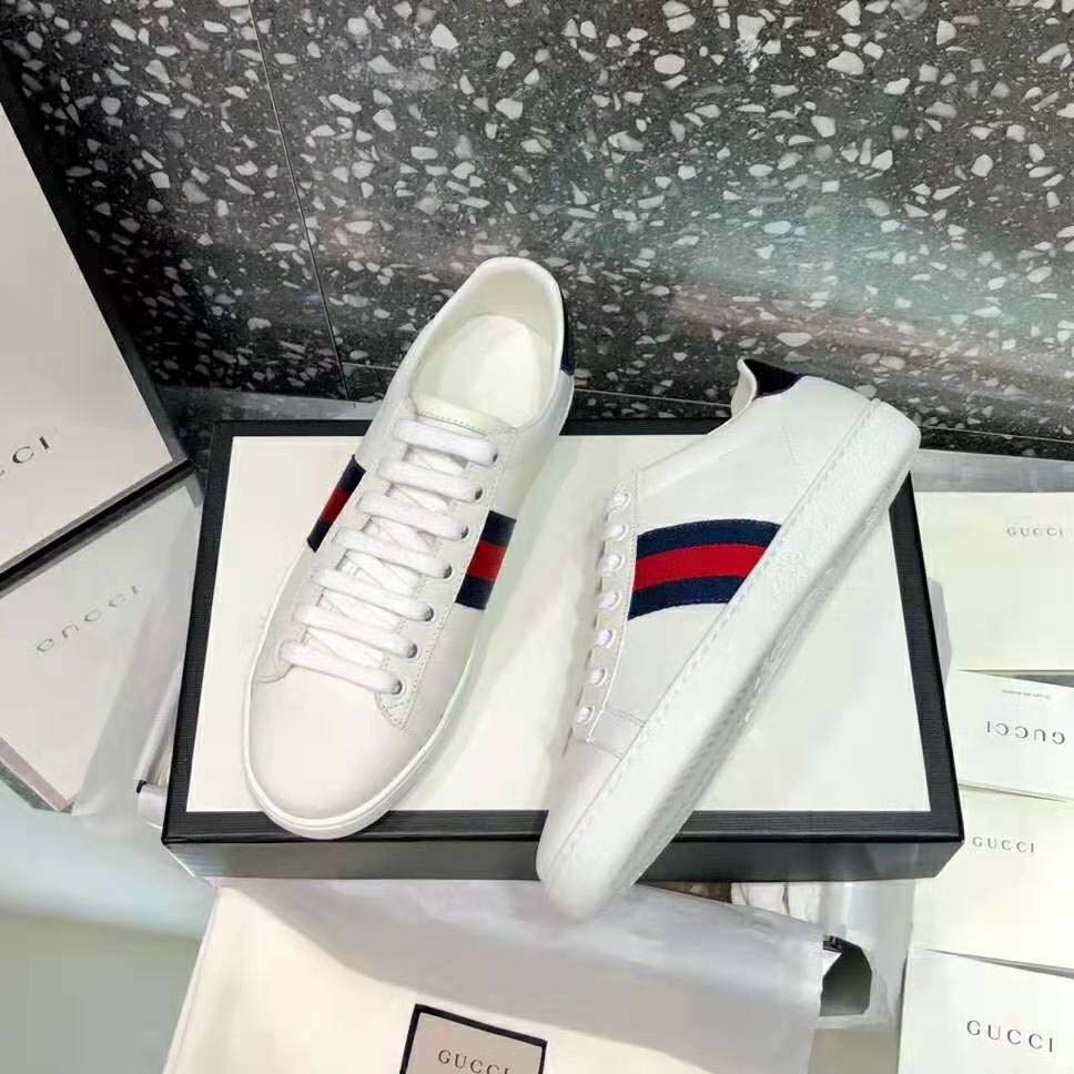 Gucci Unisex Ace Classic Low-Top Leather Sneaker-White