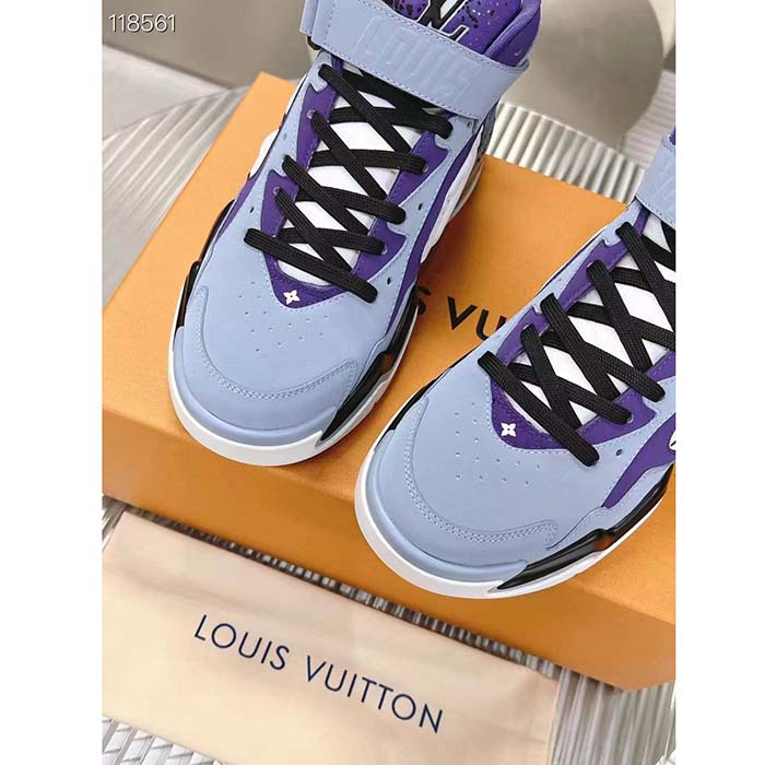 Louis Vuitton LV Unisex Trainer 2 Sneaker Boot Blue Suede Calf Leather