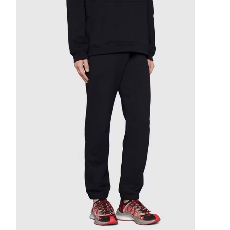 Gucci Unisex Run Sneaker Black Red GG Technical Knit Fabric Interlocking G Rubber