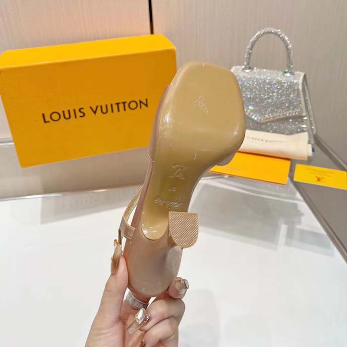 Louis Vuitton Women LV Sparkle Sandal Gold Calfskin Leather Outsole 9.5 CM Heel