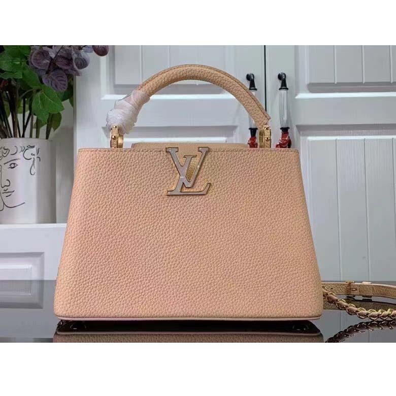 Louis Vuitton LV Women Capucines BB Handbag Yellow Taurillon Leather Shimmery