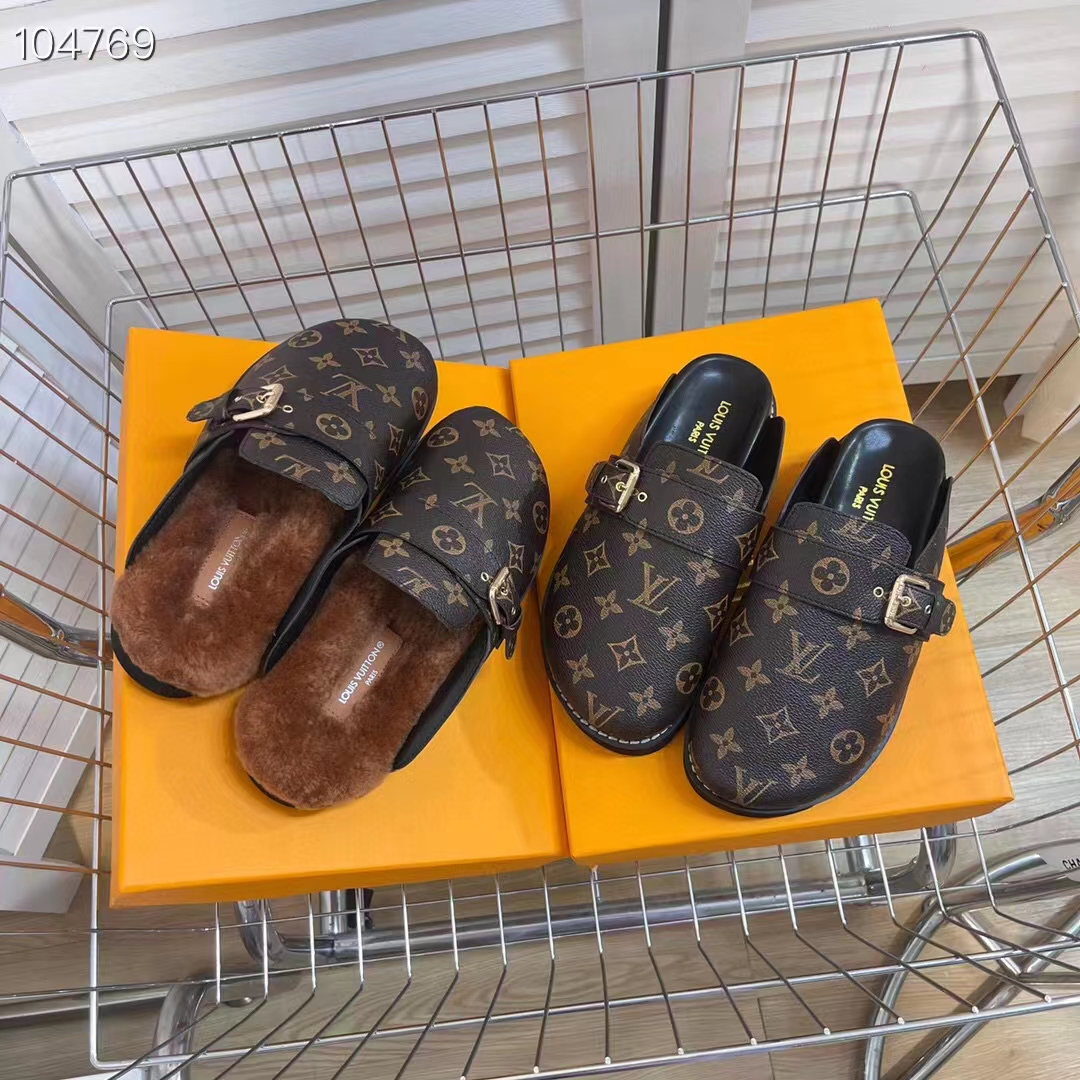 Louis Vuitton LV Unisex Cosy Flat Comfort Clog Cacao Brown Patent Monogram Canvas