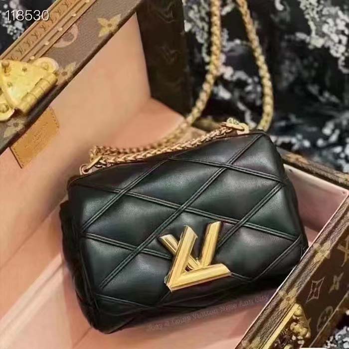 Louis Vuitton LV Women Pico GO-14 Black Lamb Leather Lambskin Cowhide Leather