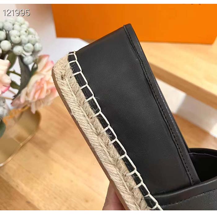 Louis Vuitton LV Women Starboard Flat Espadrille Black Lamb Leather Rubber