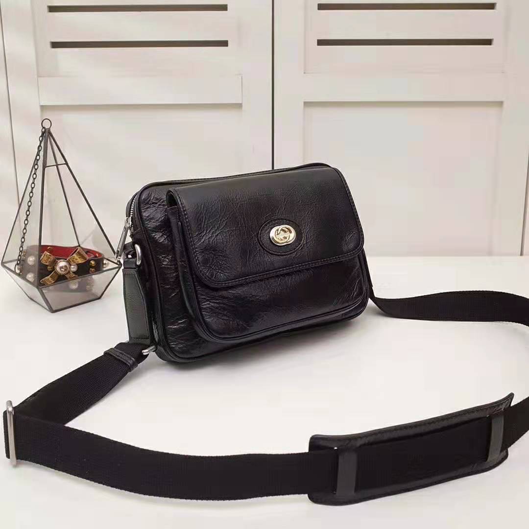 Gucci GG Men Leather Belt Bag in Black Soft Leather