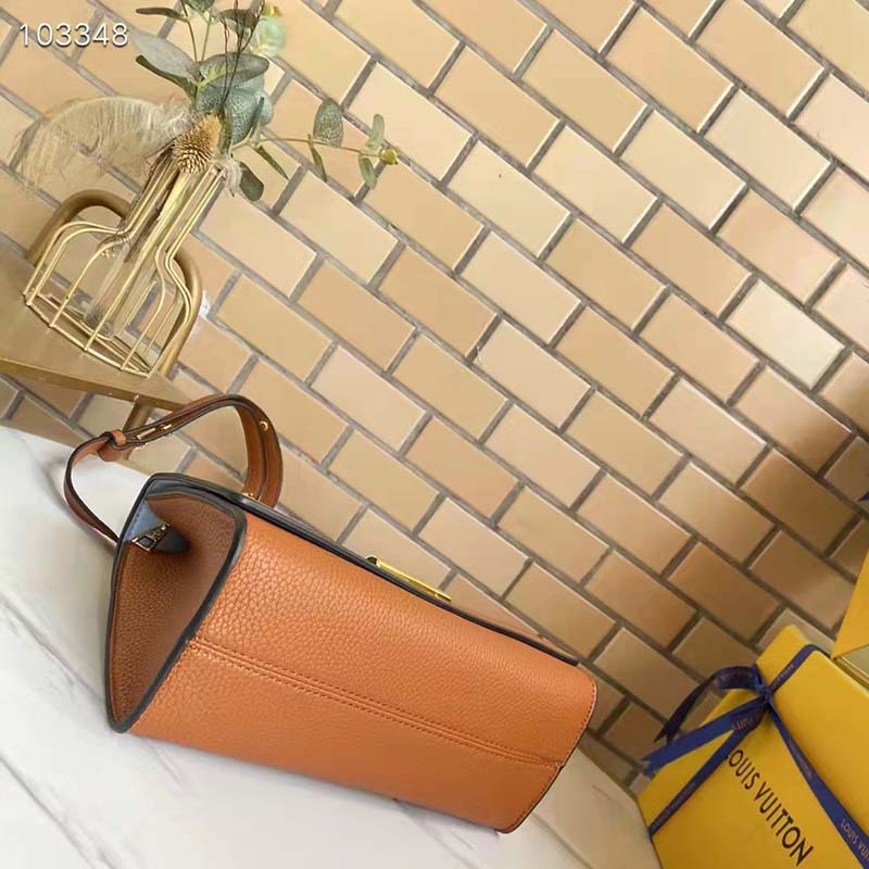 Louis Vuitton LV Women Twist One Handle PM Handbag Brown Taurillon Cowhide