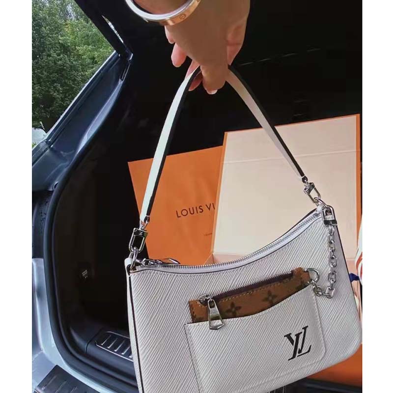 Louis Vuitton LV Women Marelle Handbag Quartz White Epi Grained Cowhide Canvas