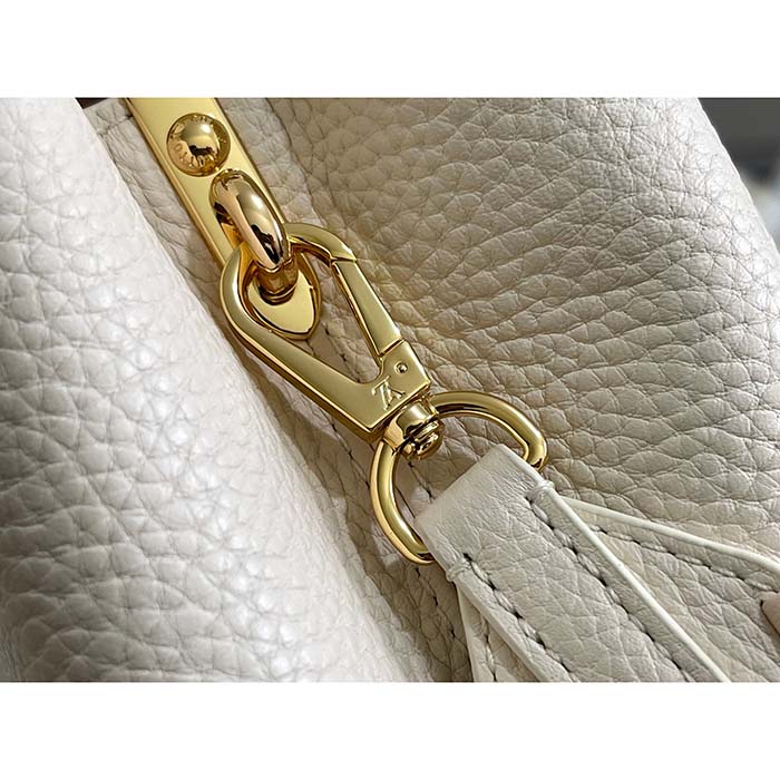 Louis Vuitton LV Women Capucines BB Handbag Cream Beige Pearly Pink Taurillon Leather