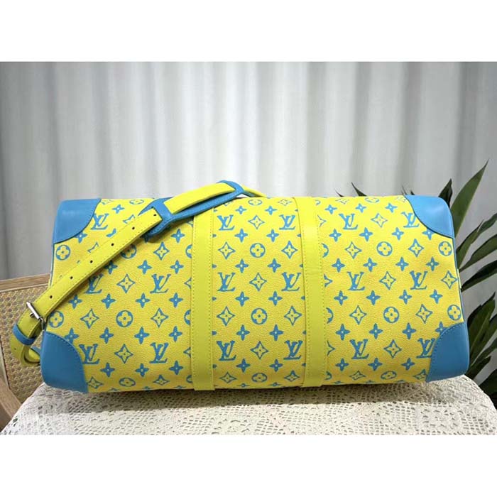 Louis Vuitton LV Unisex Keepall Bandoulière 50 Lime Green Monogram Playground Coated Canvas