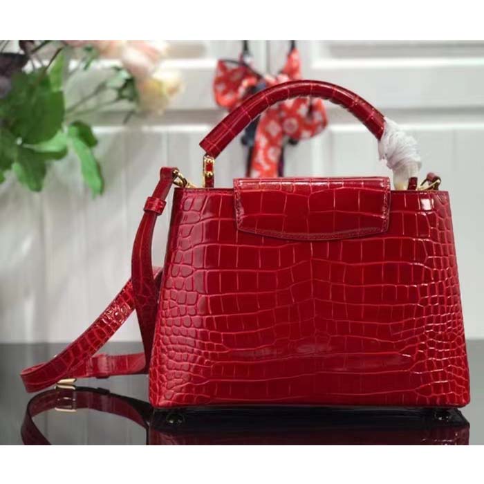 Louis Vuitton LV Women Capucines BB Handbag Red Crocodilien Brillant Savoir Faire