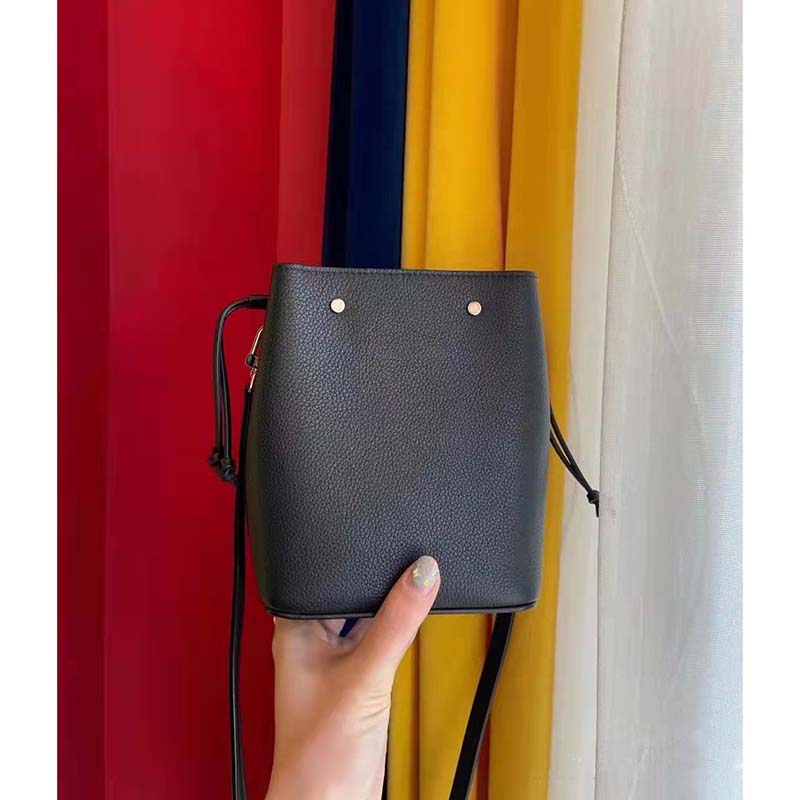 Louis Vuitton LV Women Nano Lockme Bucket Bag Black Grained Calf Leather