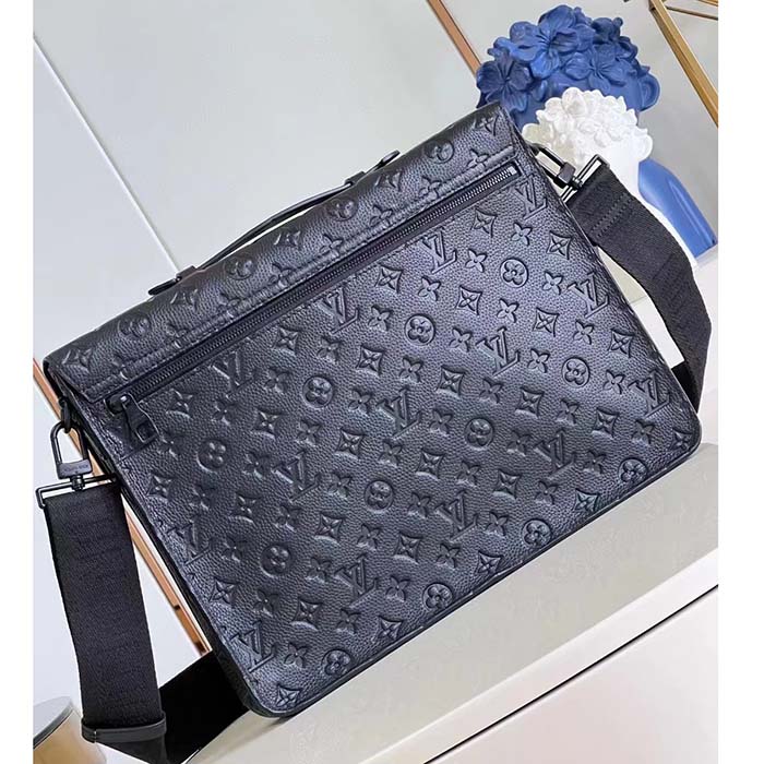 Louis Vuitton LV Unisex S Lock Briefcase Black Taurillon Monogram Embossed Cowhide Leather