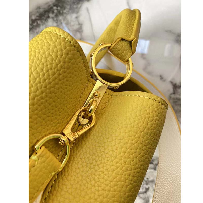 Louis Vuitton LV Women Capucines BB Handbag Yellow Taurillon Leather