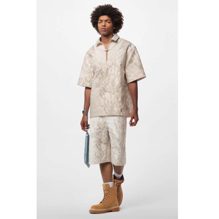 Louis Vuitton Unisex LV Ranger Boat Shoe Beige Mini Monogram-Embossed Nubuck Leather