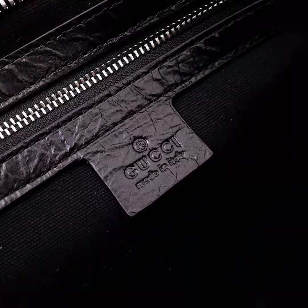 Gucci GG Men Pouch with Interlocking G in Black Soft Leather