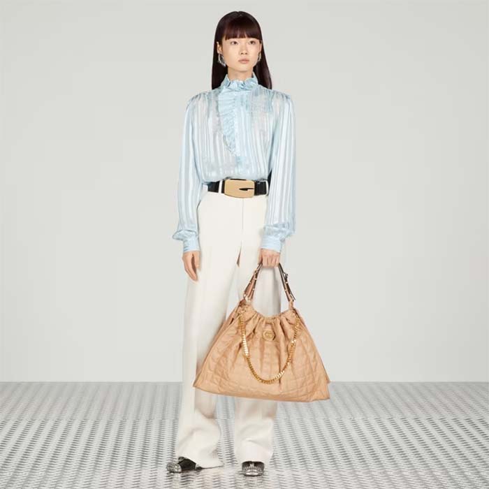 Gucci Unisex GG Deco Medium Tote Bag Rose Beige Quilted Leather Interlocking G