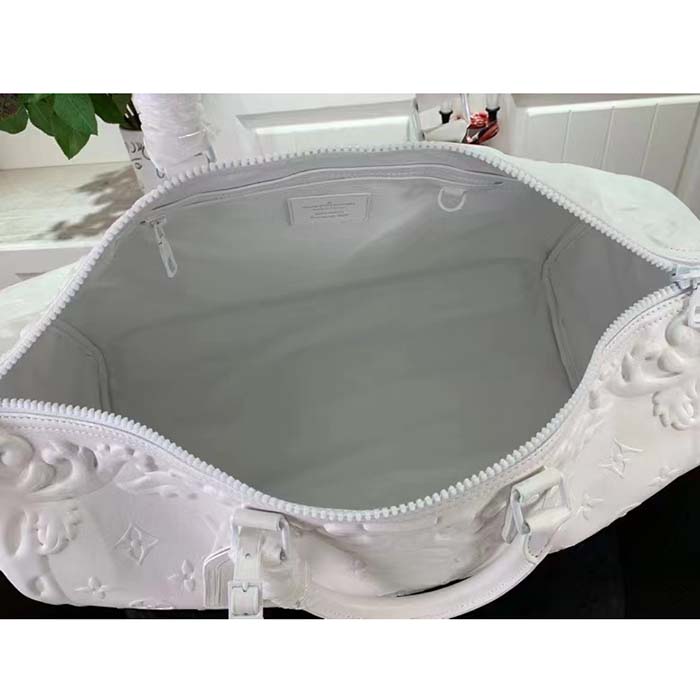 Louis Vuitton LV Unisex Keepall Bandoulière 50 Optic White Calf Cowhide Leather