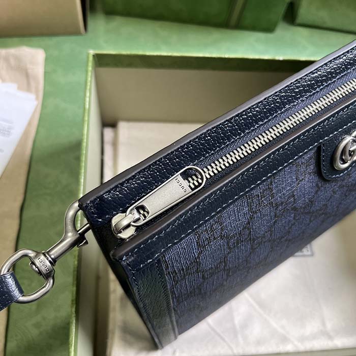 Gucci Unisex Ophidia GG Pouch Blue Dark Blue GG Supreme Canvas Double G