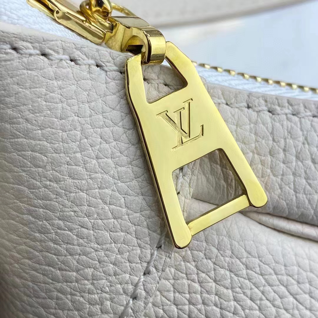 Louis Vuitton LV Women Bagatelle Beige Handbag Printed Embossed Grained Cowhide Leather